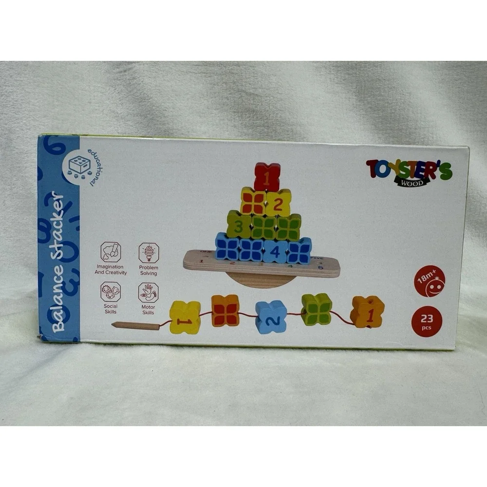 Toyster's Wooden Balance Stacker 23pc Set 18m+